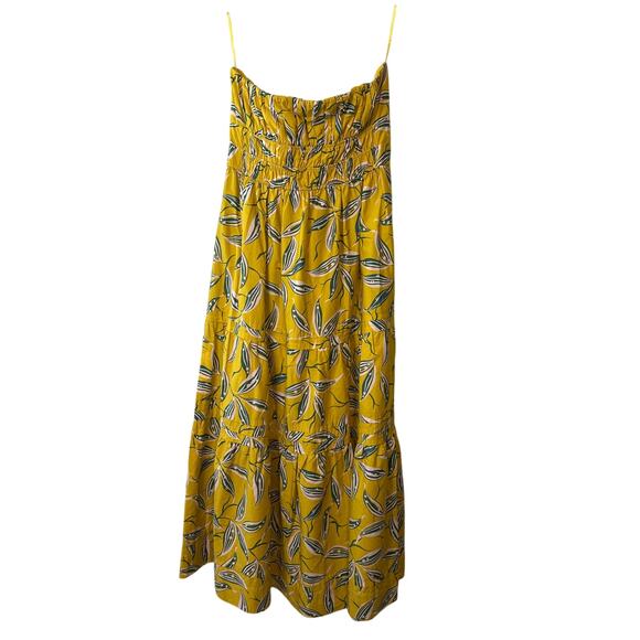 Anthropologie NWT The Somerset Strapless Maxi Dress Yellow Leaf Print L - Picture 4 of 10